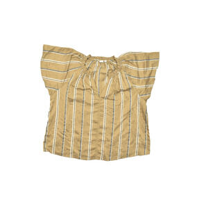 GAP Women's Large Mustard Yellow Striped V-Neck Flutter Sleeve Rayon Blend Blous